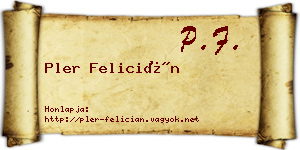Pler Felicián névjegykártya